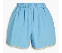 Whipstitched cotton shorts - Blue