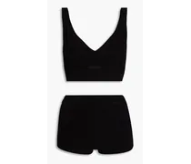 Knitted top and shorts set - Black