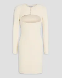 Alexander Wang Cutout ribbed bouclé-knit cotton-blend mini dress - White White