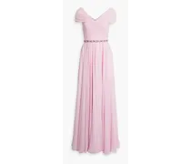 Embellished ruched chiffon gown - Pink
