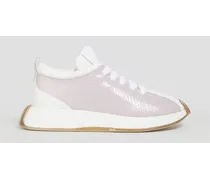 Omnia 10 snake-effect leather and leather sneakers - White