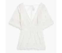 Sangalo open-back broderie anglaise cotton blouse - White