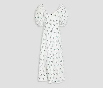 Cynthia floral-print organic cotton-poplin midi shirt dress - White
