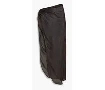 Draped linen-gauze maxi skirt - Gray