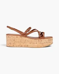 TOD'S Leather wedge slingback sandals - Brown Brown