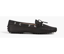 Metallic pebbled-leather loafers - Black