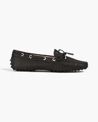 TOD'S Metallic pebbled-leather loafers - Black Black