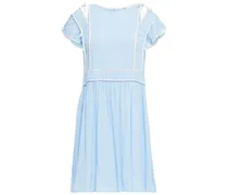 Cutout ruffled crepe mini dress - Blue