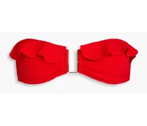 Ruffled bandeau bikini top - Red