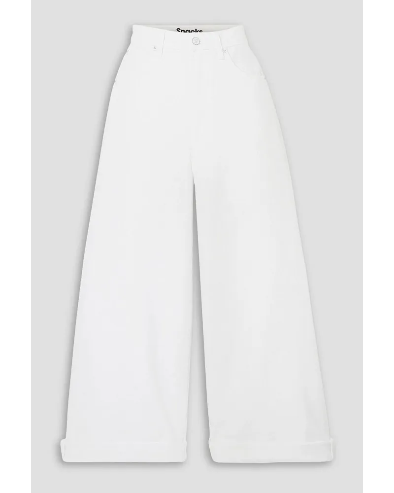 Mother SNACKS! cropped high-rise wide-leg jeans - White White