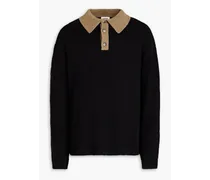 Cotton-blend polo sweater - Black