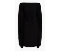 EMILIA WICKSTEAD Mere off-the-shoulder pleated silk-georgette midi dress - Black Black
