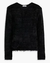 Jil Sander Distressed silk and cotton-blend chenille sweater - Black Black