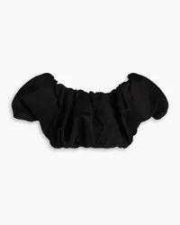 Aje. Rivieria off-the-shoulder cropped silk-taffeta top - Black Black