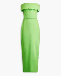 RASARIO Strapless scalloped twill midi dress - Green Green