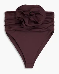 Magda Butrym Appliquéd ruched high-rise bikini briefs - Burgundy Burgundy