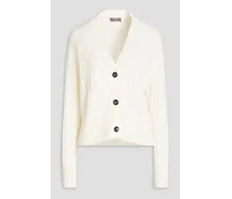Ribbed cashmere cardigan - White