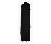 Reborn asymmetric layered stretch-jersey midi dress - Black