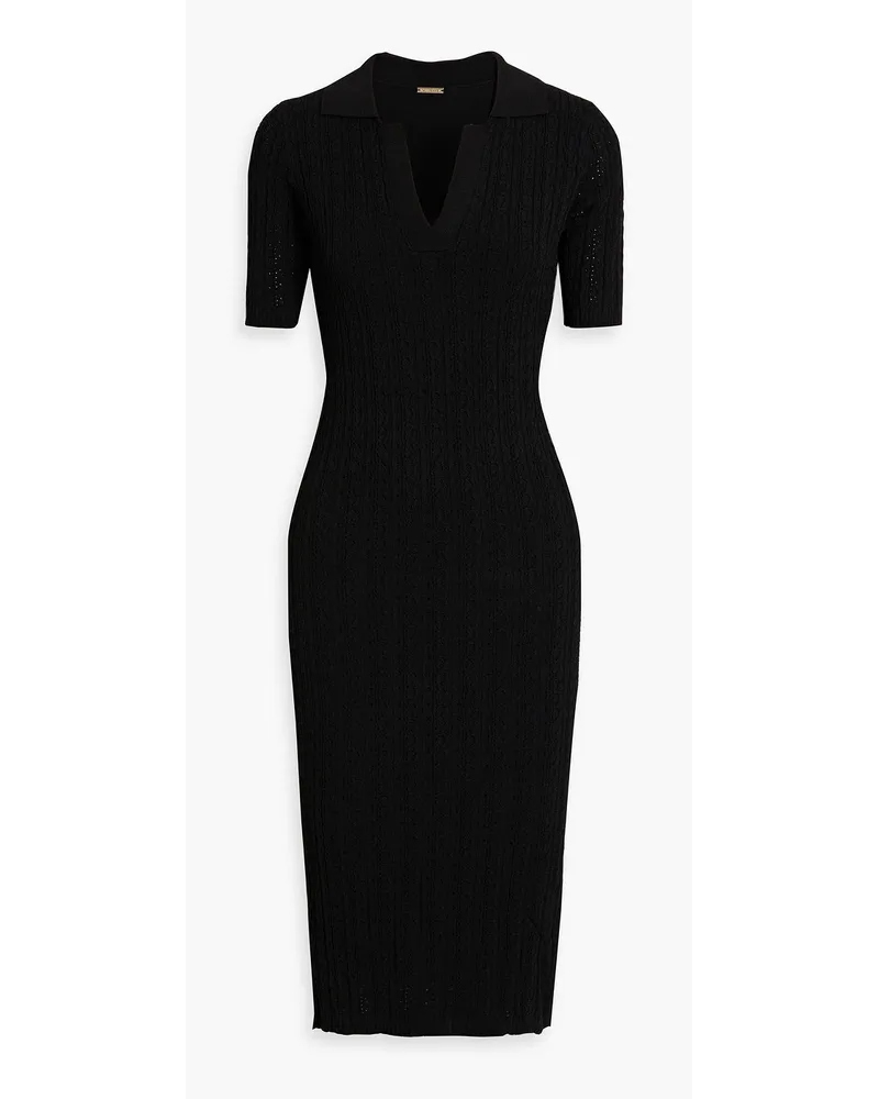 Pointelle-knit dress - Black