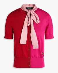 Dolce & Gabbana Pussy-bow color-block silk cardigan - Pink Pink