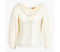 Keeley gathered cotton-poplin blouse - White