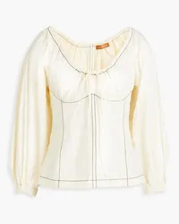 REJINA PYO Keeley gathered cotton-poplin blouse - White White