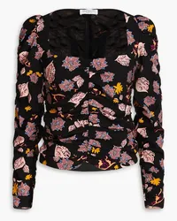 Hofmann Copenhagen Gabie ruched printed crepe top - Black Black