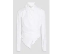 Pleated stretch-cotton poplin shirt - White