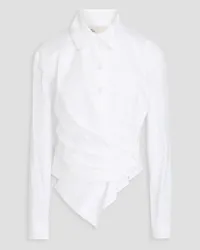 Tory Burch Pleated stretch-cotton poplin shirt - White White