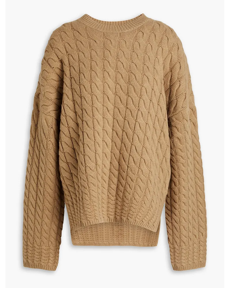 Theory Karenia cable-knit wool and cashmere-blend sweater - Brown Brown