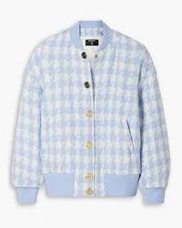 Balmain Houndstooth cotton-blend tweed bomber jacket - Blue Blue