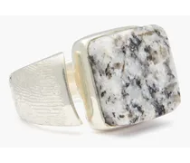 Silver marble ring - Metallic