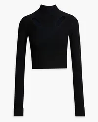 Dion Lee Cropped cutout ribbed-knit turtleneck sweater - Blue Blue