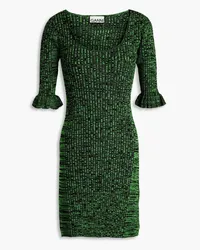 Ganni Marled ribbed-knit mini dress - Green Green