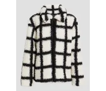 Checked faux shearling coat - Black