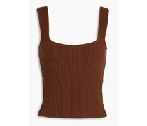 Ribbed-knit tank - Brown