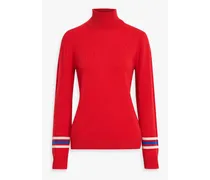 Striped wool and cashmere-blend turtleneck sweater - Red