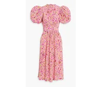 Floral-print jacquard midi dress - Pink