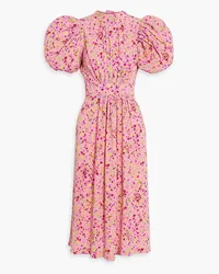 ROTATE Birger Christensen Floral-print jacquard midi dress - Pink Pink