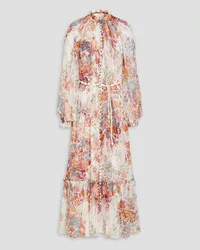 Zimmermann Ruffled floral-print silk-crepon midi dress - White White