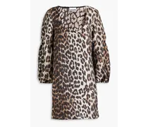 Leopard-print cloqué mini dress - Animal print