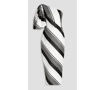 One-shoulder striped jacquard midi dress - White