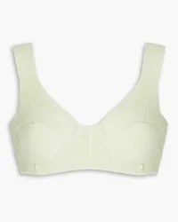 Hervé Léger Bouclé-knit cotton-blend bra top - Green Green