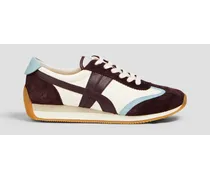 Suede leather and shell sneakers - White