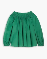 The Great The Prim ruffled gathered cotton blouse - Green Green