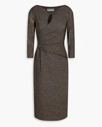 Chiara Boni Kelcie wrap-effect gathered herringbone scuba dress - Brown Brown