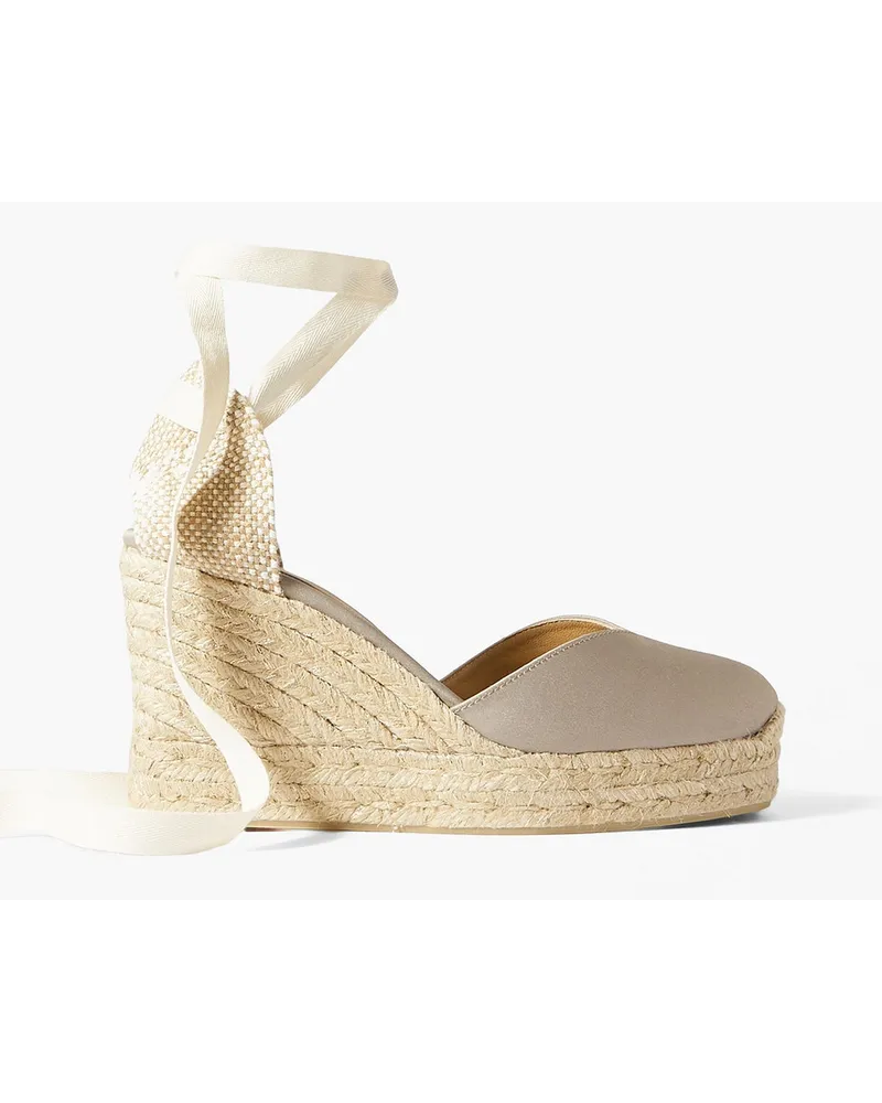 Castañer Chiara 80 satin and canvas wedge espadrilles - Neutral Neutral