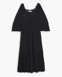 See by Chloé Crocheted lace-trimmed cotton-jersey maxi dress - Black Black