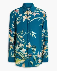 Etro Floral-print silk crepe de chine shirt - Blue Blue