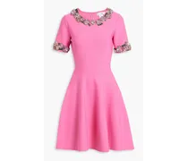 Embellished stretch-knit mini dress - Pink